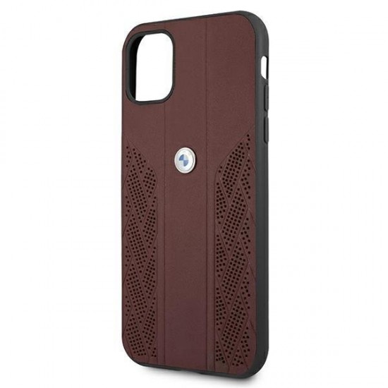 BMW Leather Curve Perforate Case for iPhone 11 / Xr - Red