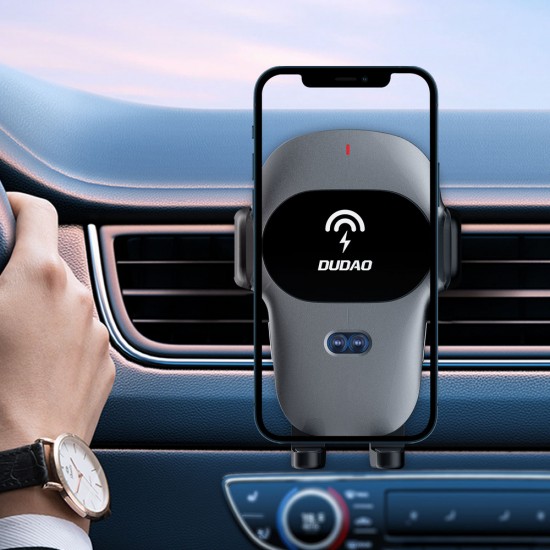 Dudao Automatic Car Holder with Built-in Qi 15W Wireless Charger Gray (F20xs)
