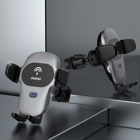 Dudao Automatic Car Holder with Built-in Qi 15W Wireless Charger Gray (F20xs)