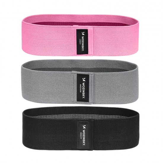 Wozinsky Set of 3x Fabric Resistance Bands Resistance Mini Band for Yoga Crossfit Fitness (WFB-01)