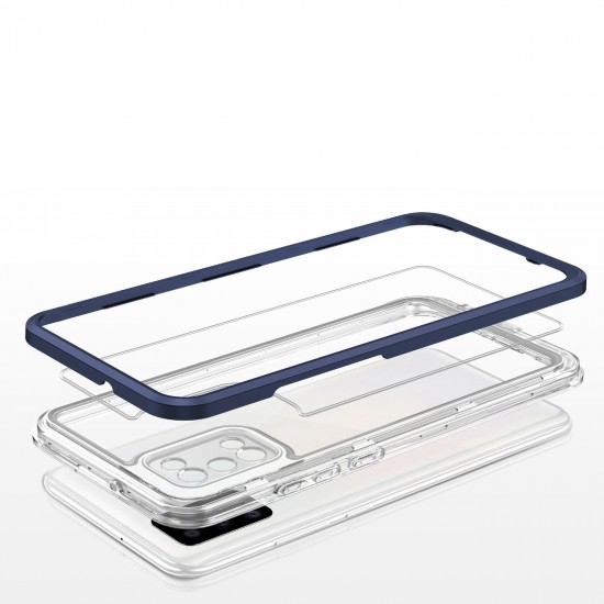 Clear 3in1 case for Samsung Galaxy A03s (166) frame gel cover blue