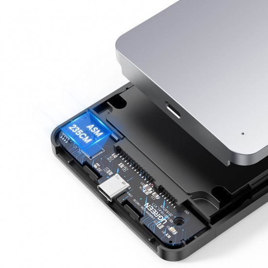 Ugreen CM300 70498 bay for 2.5'' SATA 3.0 6Gbps hard drive - gray + USB-C - USB-A cable 0.5m
