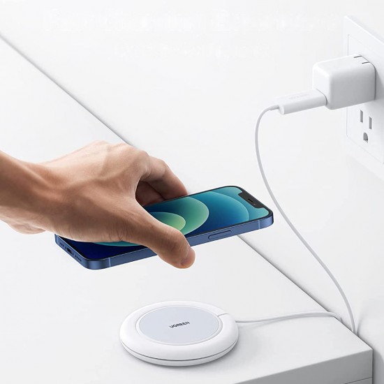 Ugreen CD245 40123 wireless Qi / MagSafe charger 15W with USB-C cable - white