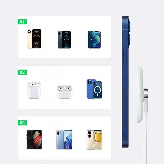 Ugreen CD245 40123 wireless Qi / MagSafe charger 15W with USB-C cable - white