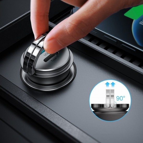 Joyroom Fast Car Charger USB Type C / USB 45W 5A Power Delivery Quick Charge 3.0 AFC SCP Gray (C-A35)