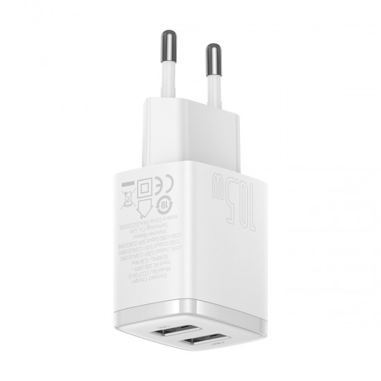 Baseus Compact charger 2x USB 10.5W white (CCXJ010202)