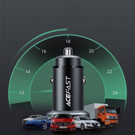 Acefast car charger 38W USB Type C / USB, PPS, Power Delivery, Quick Charge 3.0, AFC, FCP black (B1 black)