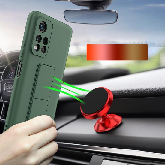 Wozinsky Kickstand Case silicone case with stand Xiaomi Redmi 10 case red