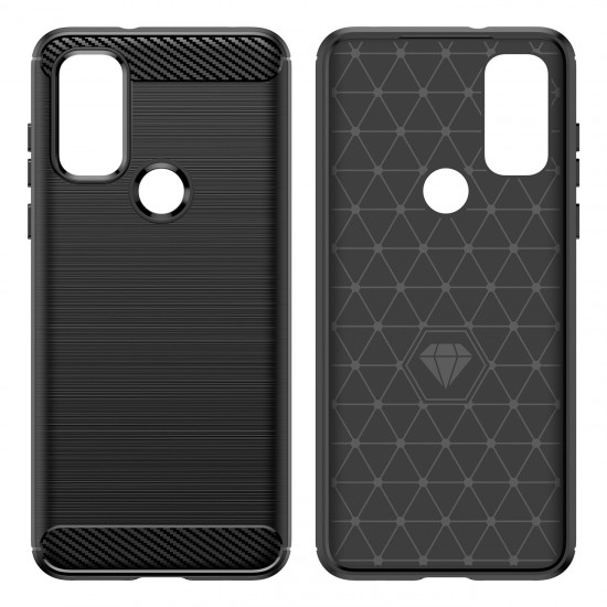 Carbon Case Flexible Cover Sleeve Motorola Moto G Play 2022 black