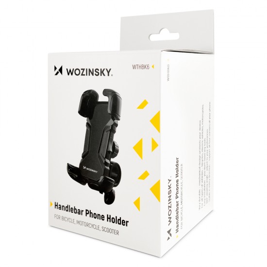 Wozinsky strong phone holder for bicycle, motorcycle, scooter handlebars, black (WBHBK6)