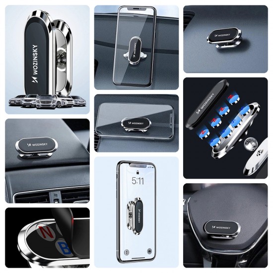 Wozinsky Self-Adhesive Magnetic Car Mount 360 for Dashboard Silver (WMH-06)