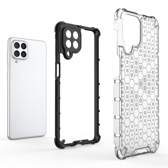 Honeycomb case armored cover with a gel frame for Samsung Galaxy M53 5G transparent