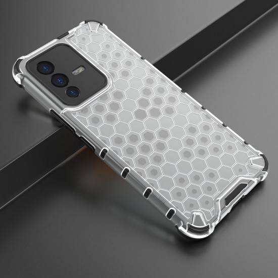 Honeycomb case armored cover with a gel frame for Vivo V23 5G transparent