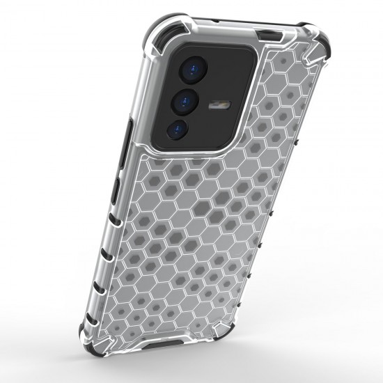 Honeycomb case armored cover with a gel frame for Vivo V23 5G transparent