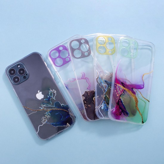 Marble Case for iPhone 12 Pro Gel Cover Orange Marble