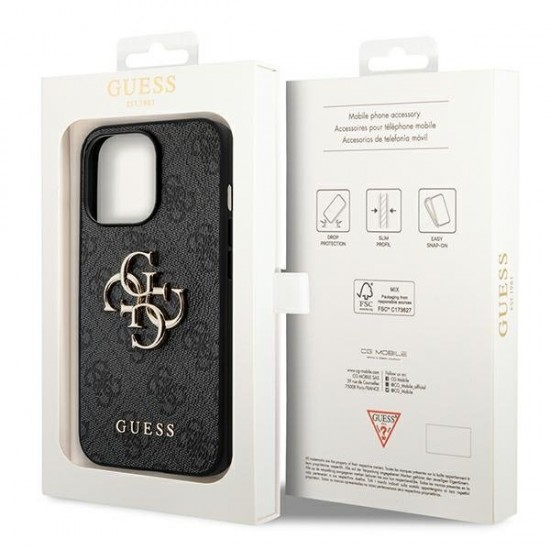 Guess 4G Big Metal Logo Case for iPhone 14 Pro - Gray