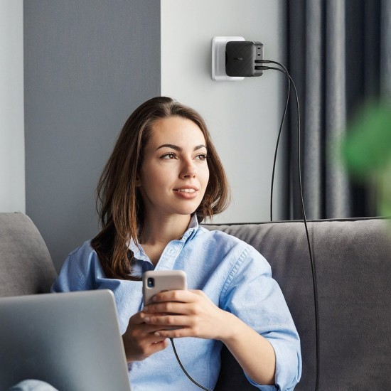 Ugreen fast charger PPS 65W USB / 3x USB Type C QC 3.0 Power Delivery SCP FCP AFC (gallium nitride) black (CD224 70774)