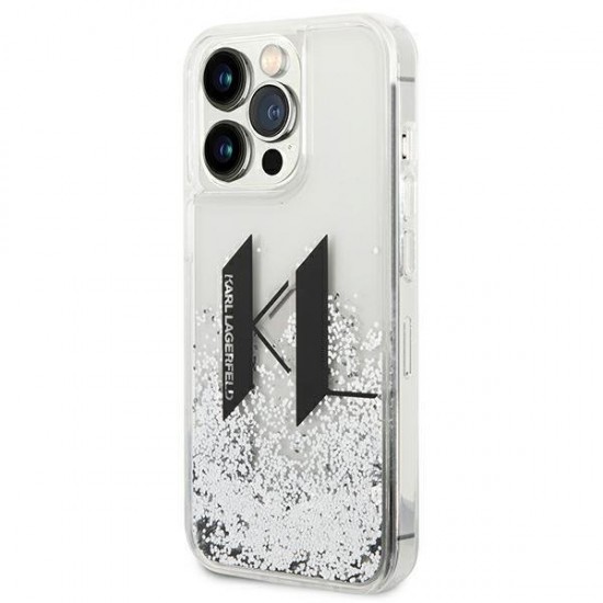 Karl Lagerfeld Liquid Glitter Big KL case for iPhone 14 Pro - silver