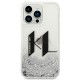 Karl Lagerfeld Liquid Glitter Big KL case for iPhone 14 Pro - silver