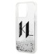 Karl Lagerfeld Liquid Glitter Big KL case for iPhone 14 Pro - silver
