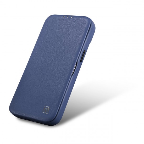 iCarer CE Premium Leather Folio Case iPhone 14 Pro Magnetic Flip Leather Folio Case MagSafe Blue (WMI14220714-BU)