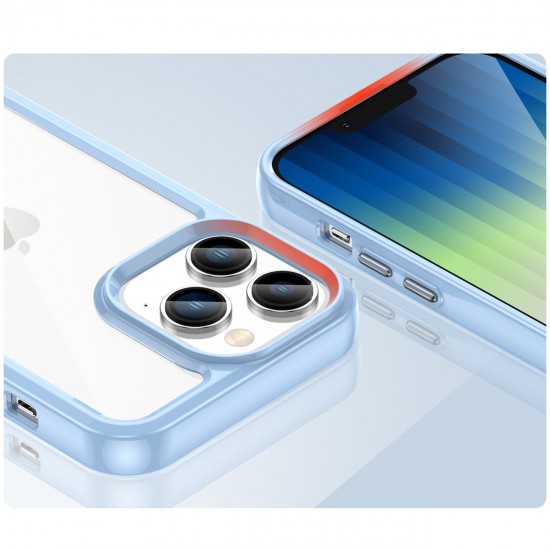 Outer Space Case iPhone 14 Pro hard cover with a gel frame blue