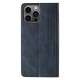 Magnet Strap Case Case for iPhone 14 Plus Flip Wallet Mini Lanyard Stand Blue