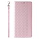 Magnet Strap Case Case for iPhone 14 Plus Flip Wallet Mini Lanyard Stand Pink