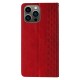 Magnet Strap Case iPhone 14 Pro Case with Flip Wallet Mini Lanyard Stand Red
