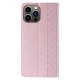 Magnet Strap Case Case for iPhone 14 Pro Flip Wallet Mini Lanyard Stand Pink