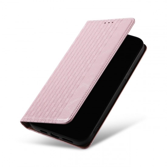 Magnet Strap Case Case for iPhone 14 Pro Flip Wallet Mini Lanyard Stand Pink