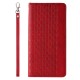 Magnet Strap Case Case for iPhone 14 Pro Max Flip Wallet Mini Lanyard Stand Red