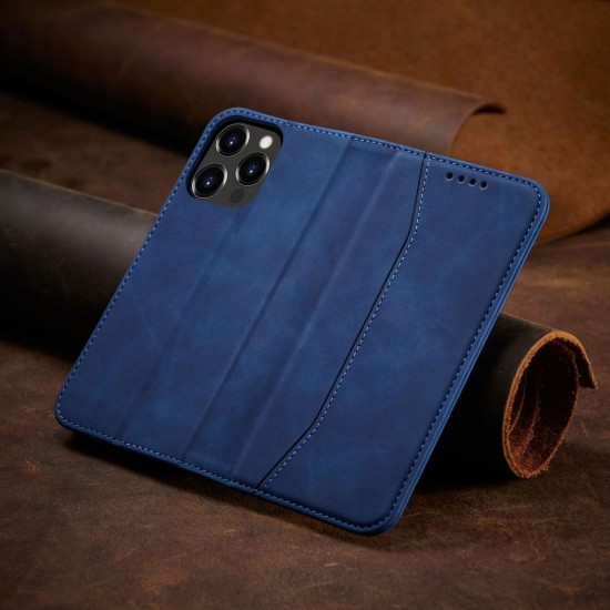 Magnet Fancy Case case for iPhone 14 Pro Max cover with flip wallet stand blue