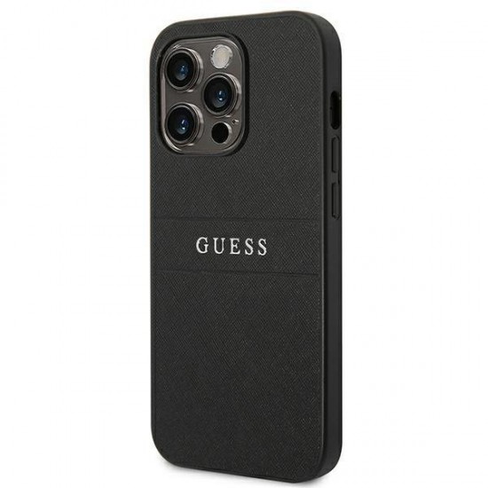 Guess Saffiano Strap Case for iPhone 14 Pro - Black