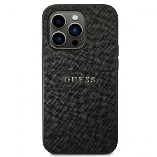 Guess Saffiano Strap Case for iPhone 14 Pro - Black