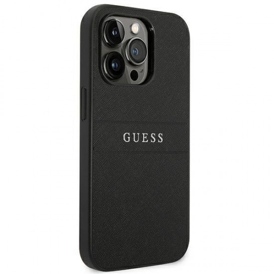 Guess Saffiano Strap Case for iPhone 14 Pro - Black