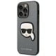 Karl Lagerfeld Saffiano Karl's Head Patch Case for iPhone 14 Pro - Silver