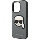 Karl Lagerfeld Saffiano Karl's Head Patch Case for iPhone 14 Pro - Silver