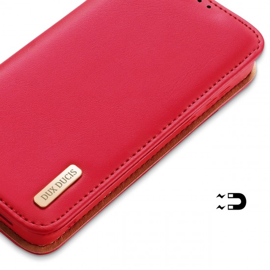 Dux Ducis Hivo case Samsung Galaxy S23+ flip cover wallet stand RFID blocking red