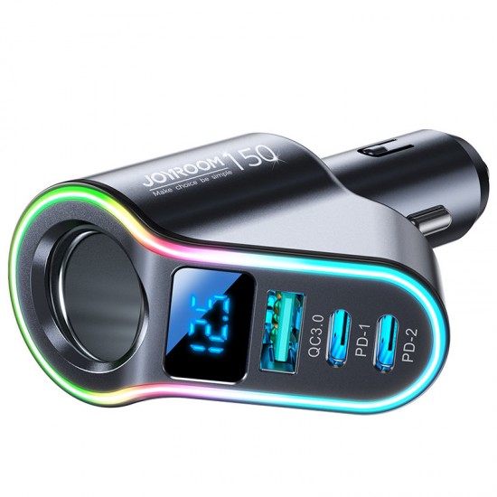 Joyroom Fast Car Charger 4in1 USB-A QC3.0 / 2xUSB-C PD 150W Black (JR-CL21)