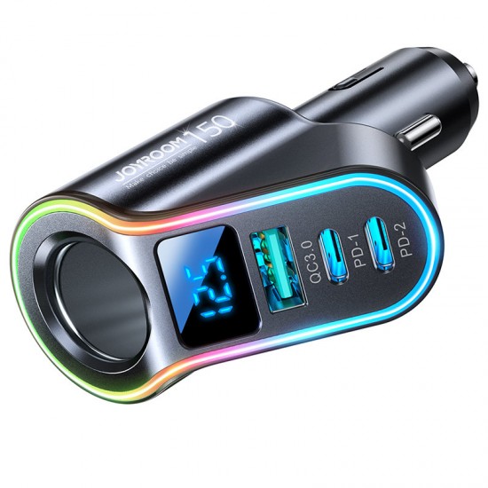 Joyroom Fast Car Charger 4in1 USB-A QC3.0 / 2xUSB-C PD 150W Black (JR-CL21)