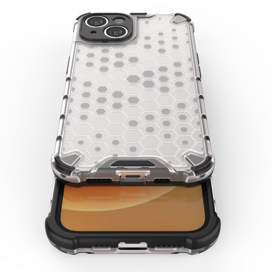 Honeycomb case for iPhone 14 armored hybrid cover transparent