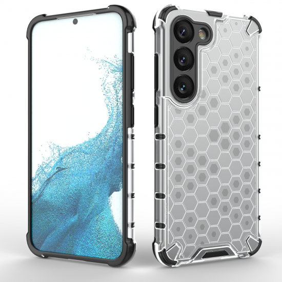 Honeycomb case for Samsung Galaxy S23+ armored hybrid cover transparent