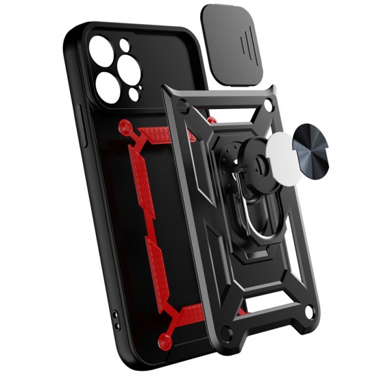 Hybrid Armor Camshield case for iPhone 13 Pro Max armored case with camera cover black