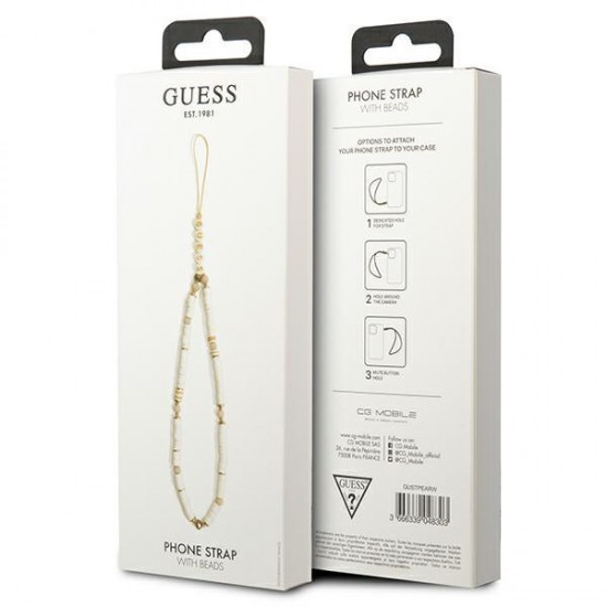 Guess pendant GUSTPEAW Phone Strap white/white Heishi Beads