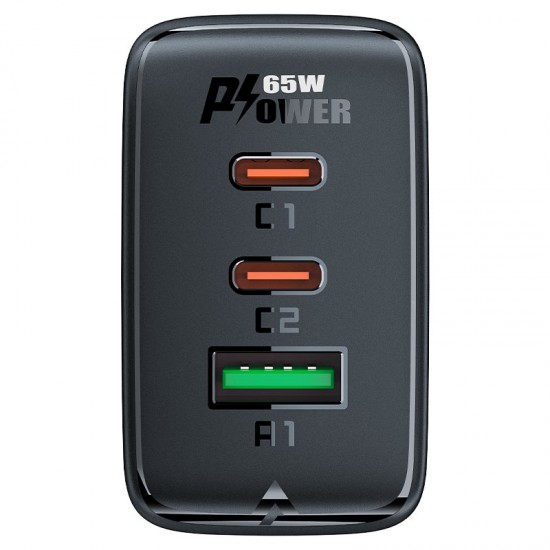 Acefast fast charger GaN (2xUSB-C / USB-A) PPS / PD / QC4+ 65W black (A41)