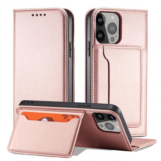 Magnet Card Case for Samsung Galaxy S23+ flip cover wallet stand pink