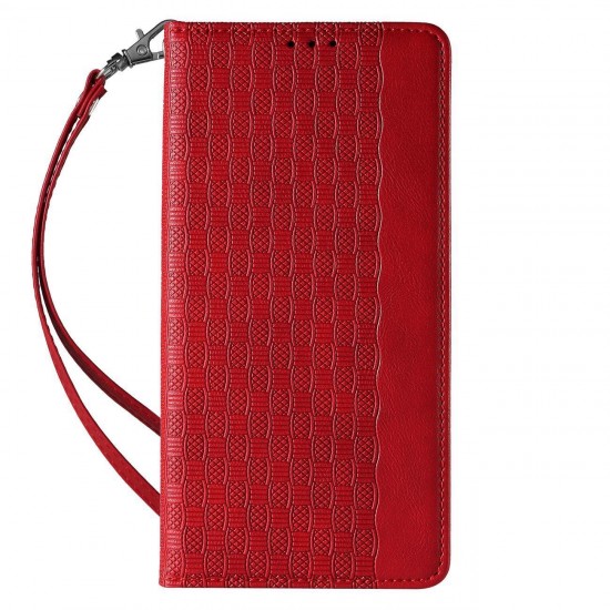 Magnet Strap Case for Samsung Galaxy S23+ Flip Wallet Mini Lanyard Stand red