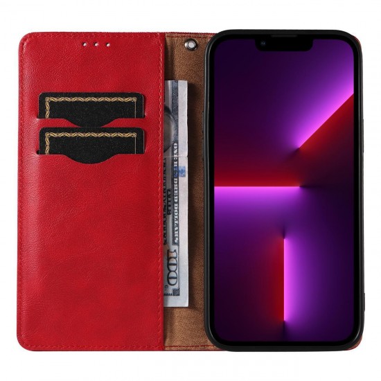 Magnet Strap Case for Samsung Galaxy S23+ Flip Wallet Mini Lanyard Stand red