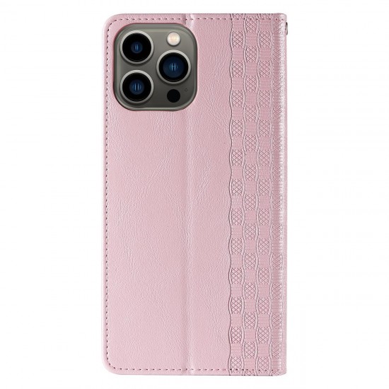 Magnet Strap Case for Samsung Galaxy S23+ Flip Wallet Mini Lanyard Stand Pink